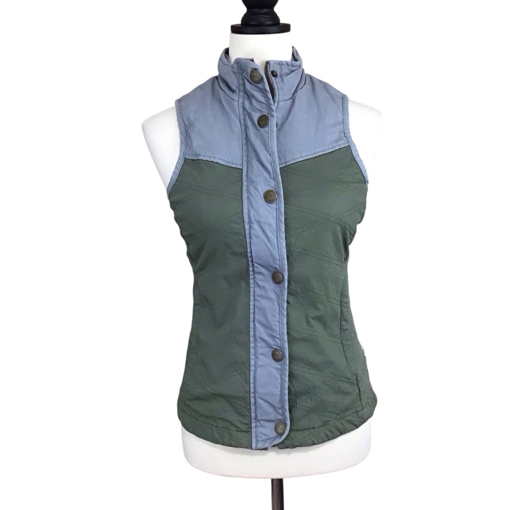 Magellan Outdoors Campfire Quilted Zip Up/Snap Classic Fit Vest XS Gray Green